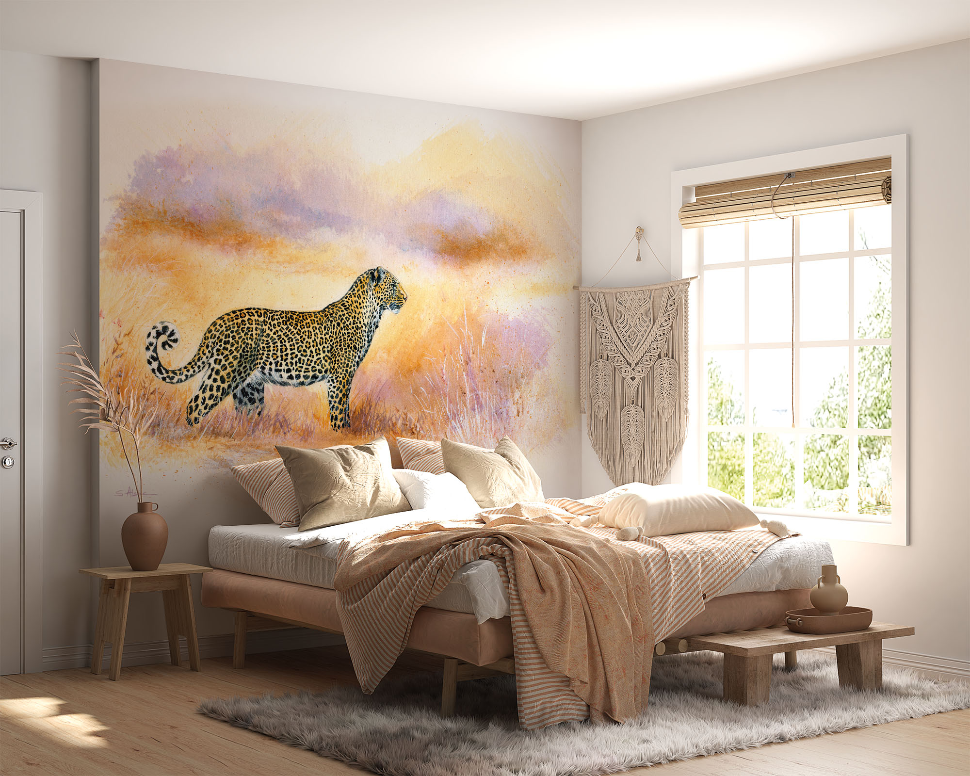 deco-murale-papier-peint-panoramique-animaux-afrique-leopard-panthere-couleur