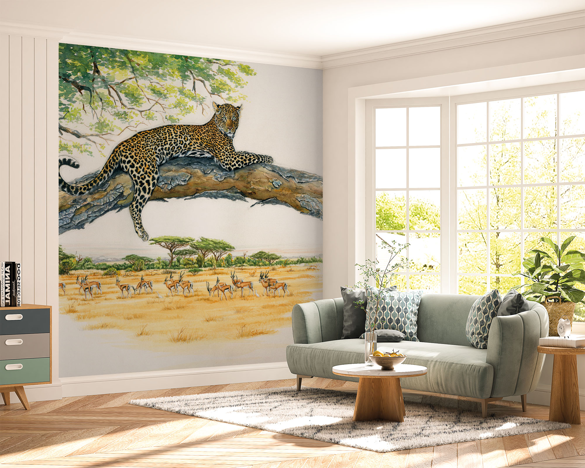deco-murale-papier-peint-panoramique-animaux-afrique-leopard-panthere2-pastel