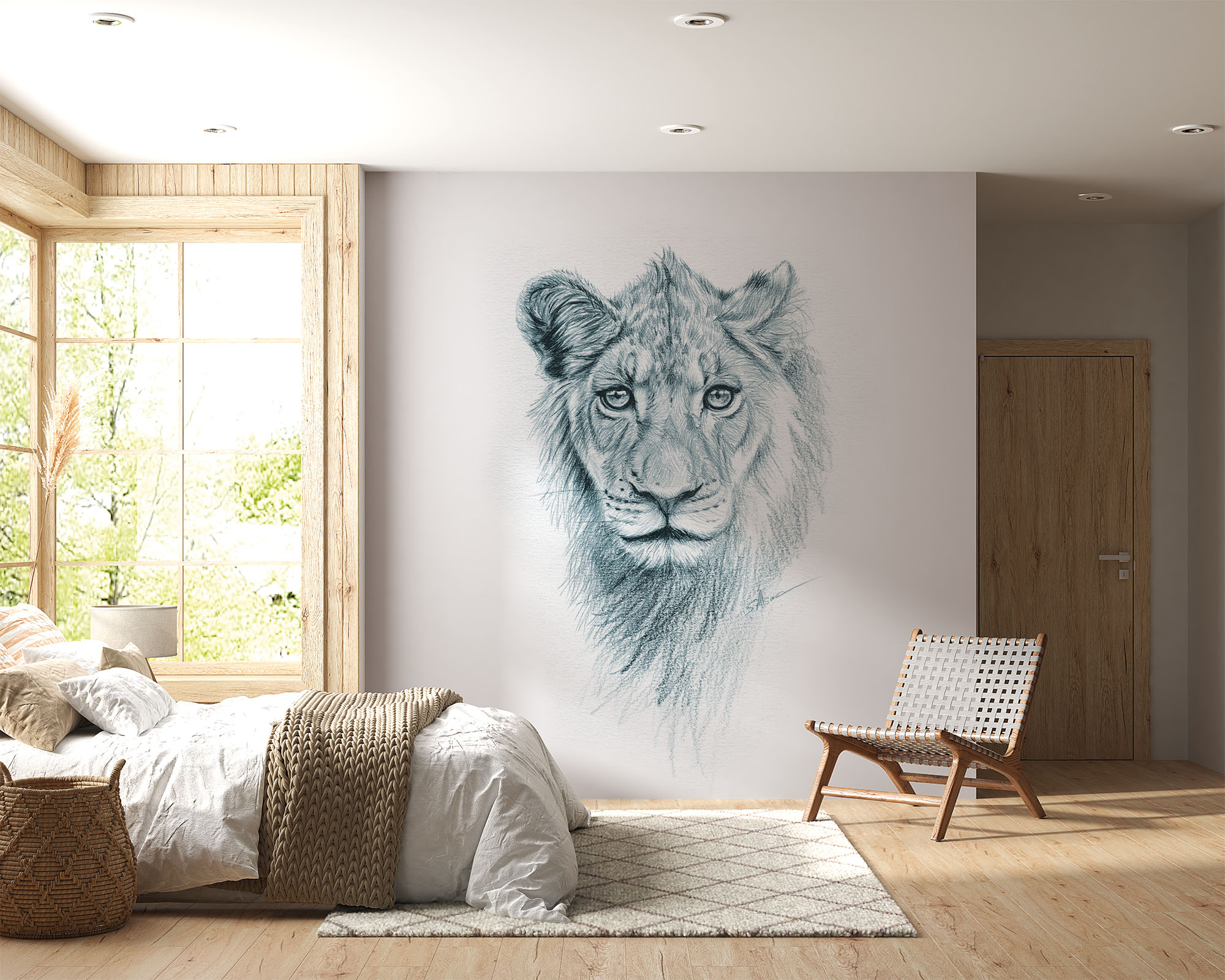 deco-murale-papier-peint-panoramique-animaux-afrique-lion-blue