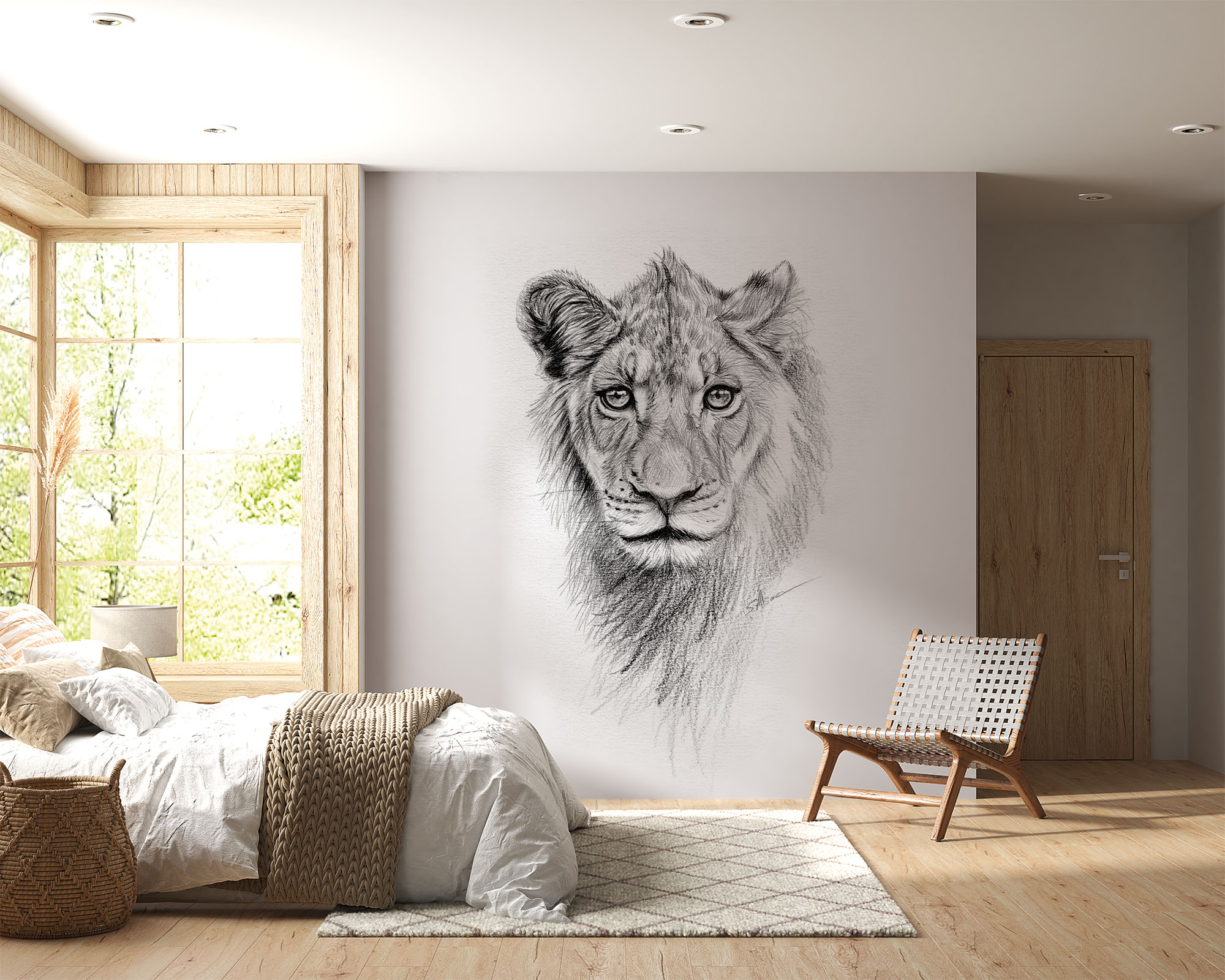deco-murale-papier-peint-panoramique-animaux-afrique-lion-monochromejpg