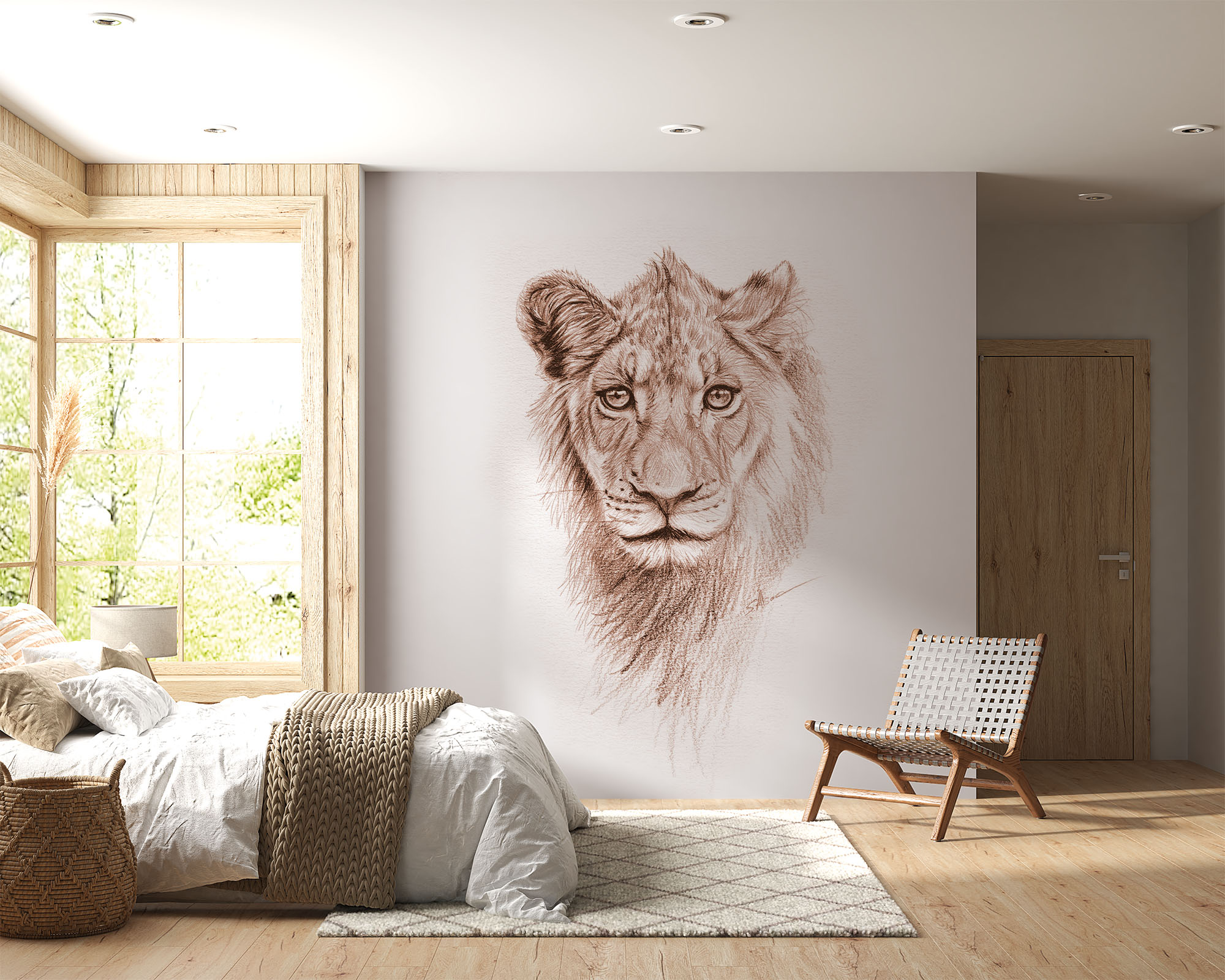 deco-murale-papier-peint-panoramique-animaux-afrique-lion-sepia