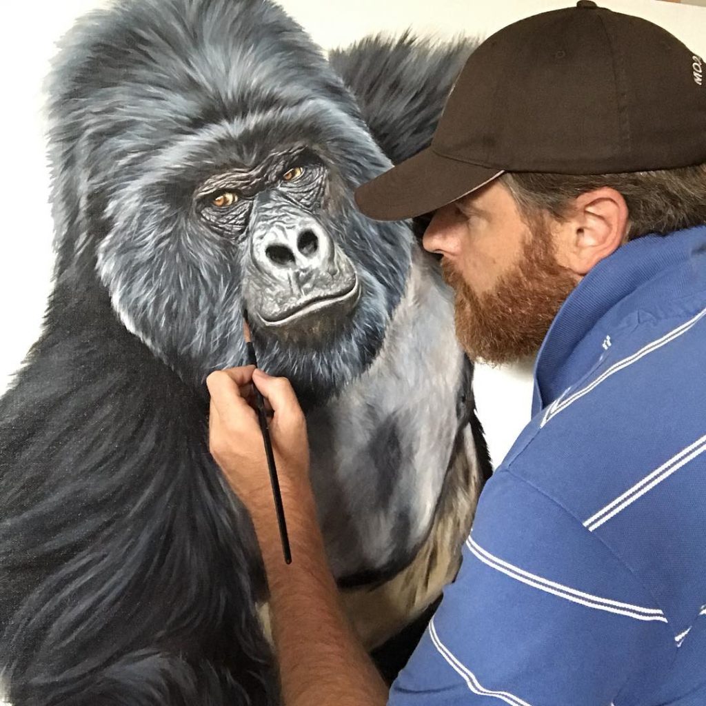 Painting Of A Silverback Gorilla In Progress Close Enough For A Smack Hyp Stephane Alsac